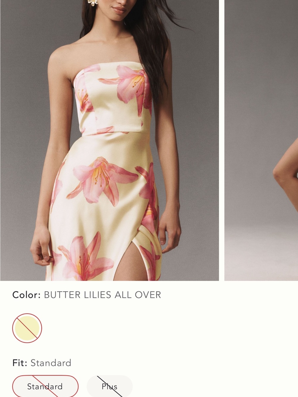 Anthropologie Strapless Cream Dress with Pink Floral Print